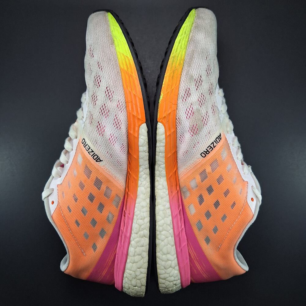 Adidas Adizero Boston 9 Womens 10 White Screaming Pink H68744 Running Shoes - Picture 8 of 14